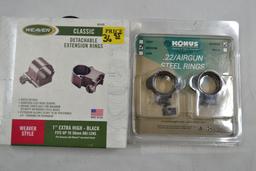 2 - Pair of Weaver 1" Scope Rings including .22 Grooved Receiver and Weaver-Style Rail; New; 2xBID