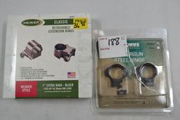 2 - Pair of Weaver 1" Scope Rings including .22 Grooved Receiver and Weaver-Style Rail; New; 2xBID