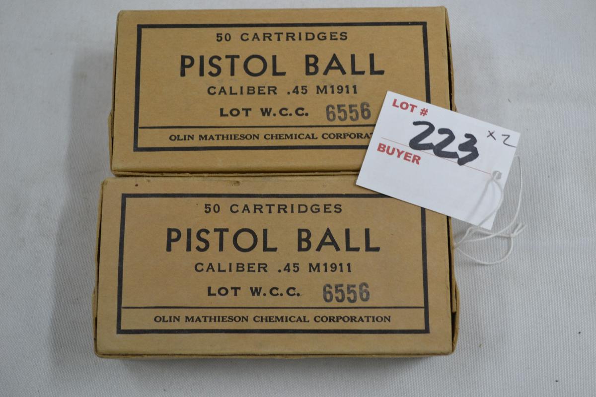 2 - Boxes - GI-Issue .45 Cal.; 50 Rds./Box; 2xBID