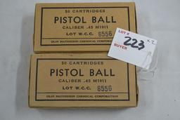 2 - Boxes - GI-Issue .45 Cal.; 50 Rds./Box; 2xBID