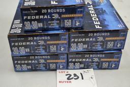 5 Boxes - Federal .30-30 Win. Cal. 150 gr. JSP FN; 20 Rds./Box; 5xBID