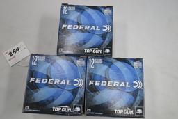 3 Boxes - Federal Top Gun 12 Ga. 2-3/4" No. 7-1/2 Shot; 25 Rds./Box; 3xBID