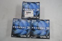 3 Boxes - Federal Top Gun 12 Ga. 2-3/4" No. 7-1/2 Shot; 25 Rds./Box; 3xBID