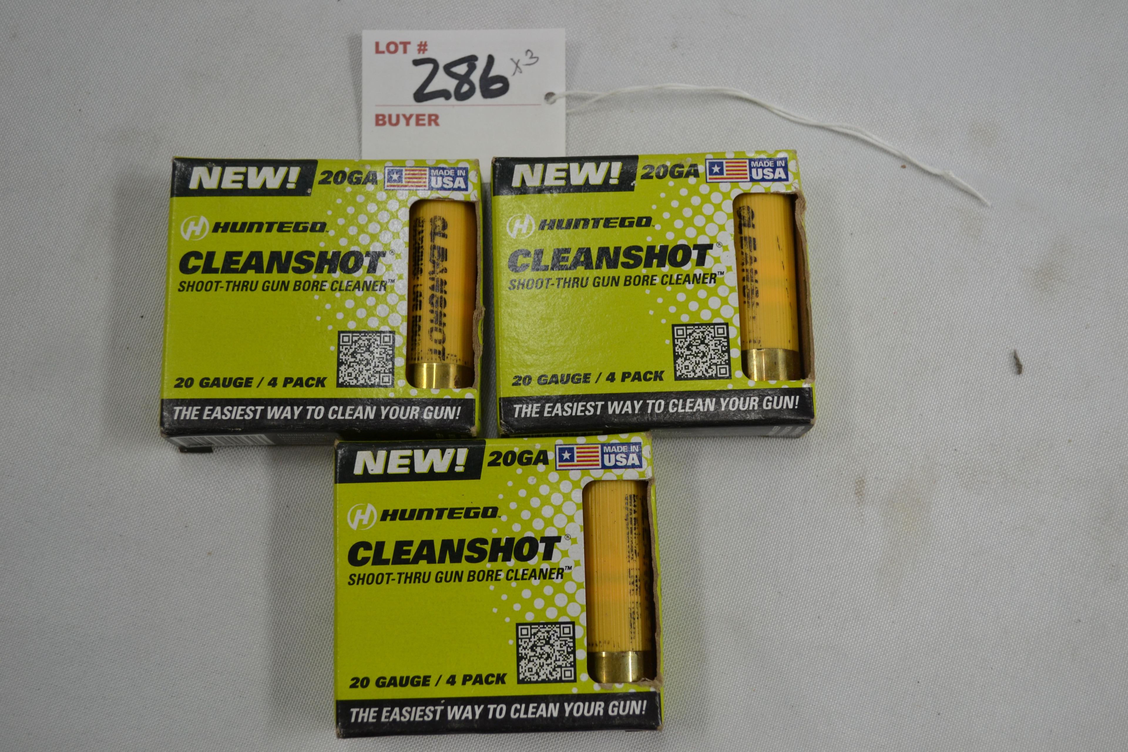 3 Boxes - Huntego Cleanshot 20 Ga. Bore Cleaner; 4 per Box; 3xBID