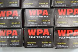 10 Boxes - WPA Polyformance 7.62x39mm 123 gr. Steel Case HP; 10xBID
