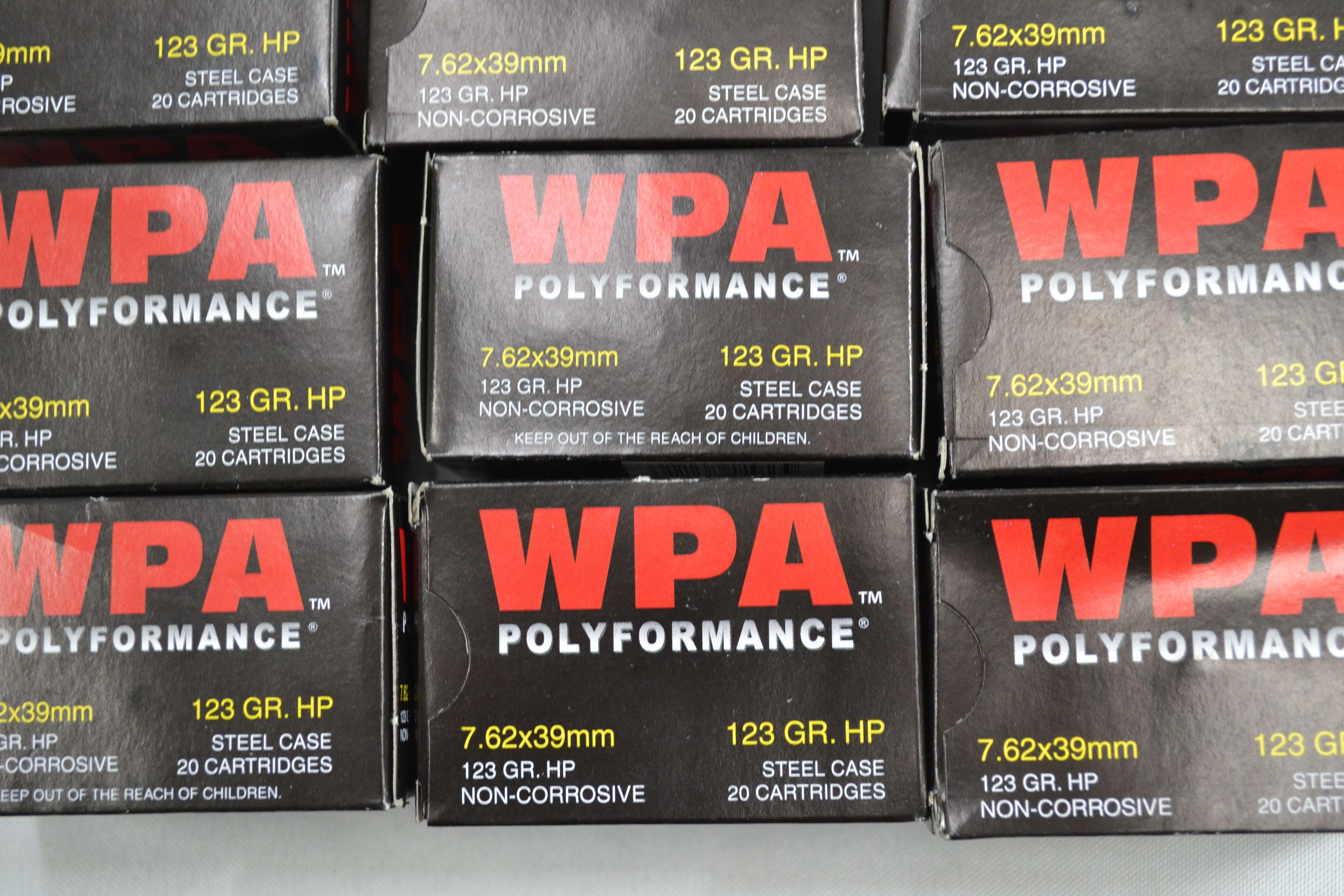 10 Boxes - WPA Polyformance 7.62x39mm 123 gr. Steel Case HP; 10xBID
