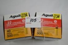 2 Boxes - Aguila .22 Super Extra 40 gr. Copper-Plated Bullet; 500 Rds./Box; 2xBID