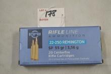 1 Box - Remington .22-250 Cal. 55 gr. SP; 20 Rds./Box