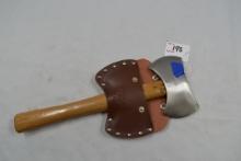 NRA Double-Bit Hatchet w/Leather Scabbard; New