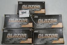 5 Boxes - CCI Blazer 9mm 124 gr. Brass FMJ; 50 Rds./Box; 5xBID