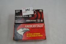 2 Boxes - .38 SPL including Federal 158 gr. LRN and American Eagle 130 gr. FMJ; 2xBID