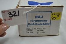 D&J High Performance .45-70 Cal. Match Grade Bullets; 250 Rds. LRN