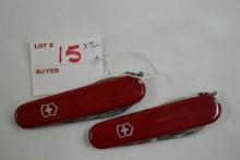2 - Victorinox Officer 2-Blade Folding Knives w/Opener, Punch, etc.; 2xBID