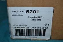 20 Boxes - CCI 9mm Luger 124 gr. FMJ; 50 Rds./Box; 20xBID