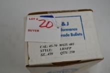D&J Hi Performance Match Grade .45-70 Cal. LRNFP; 250 Rds.