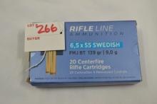 1 Box - PPU RifleLine 6.5x55 Swedish FMJ BT; 20 Rds./Box