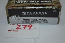 1 Box - Federal 7mm Rem. Mag. 160 gr. Bonded SP; 20 Rds./Box