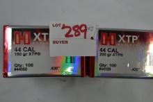 2 Boxes - Hornady XTP .44 Cal. XTP Bullets including 180 gr. and 200 gr.; 100 Pcs./Box; 2xBID