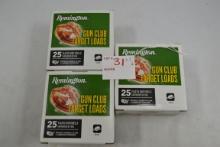 3 Boxes - Remington Gun Club Target Loads 12 Ga. 2-3/4" No. 7-1/2 Shot; 25 Rds./Box; 3xBID