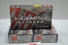3 Boxes - Hornady Varmint Express .220 Swift 55 gr. V-Max; 20 Rds./Box; 3xBID