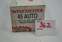 1 Box - Winchester .45 Auto 230 gr. FMJ; 100 Rds./Box