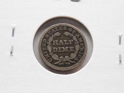 3 Seated Liberty Half Dime: 1849 F dark gouge, 1849/6 G, 1850-O F