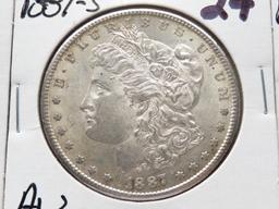 3 Morgan $: 1887-O VF altered surface, 1887S AU, 1888 CH EF ?tone spots