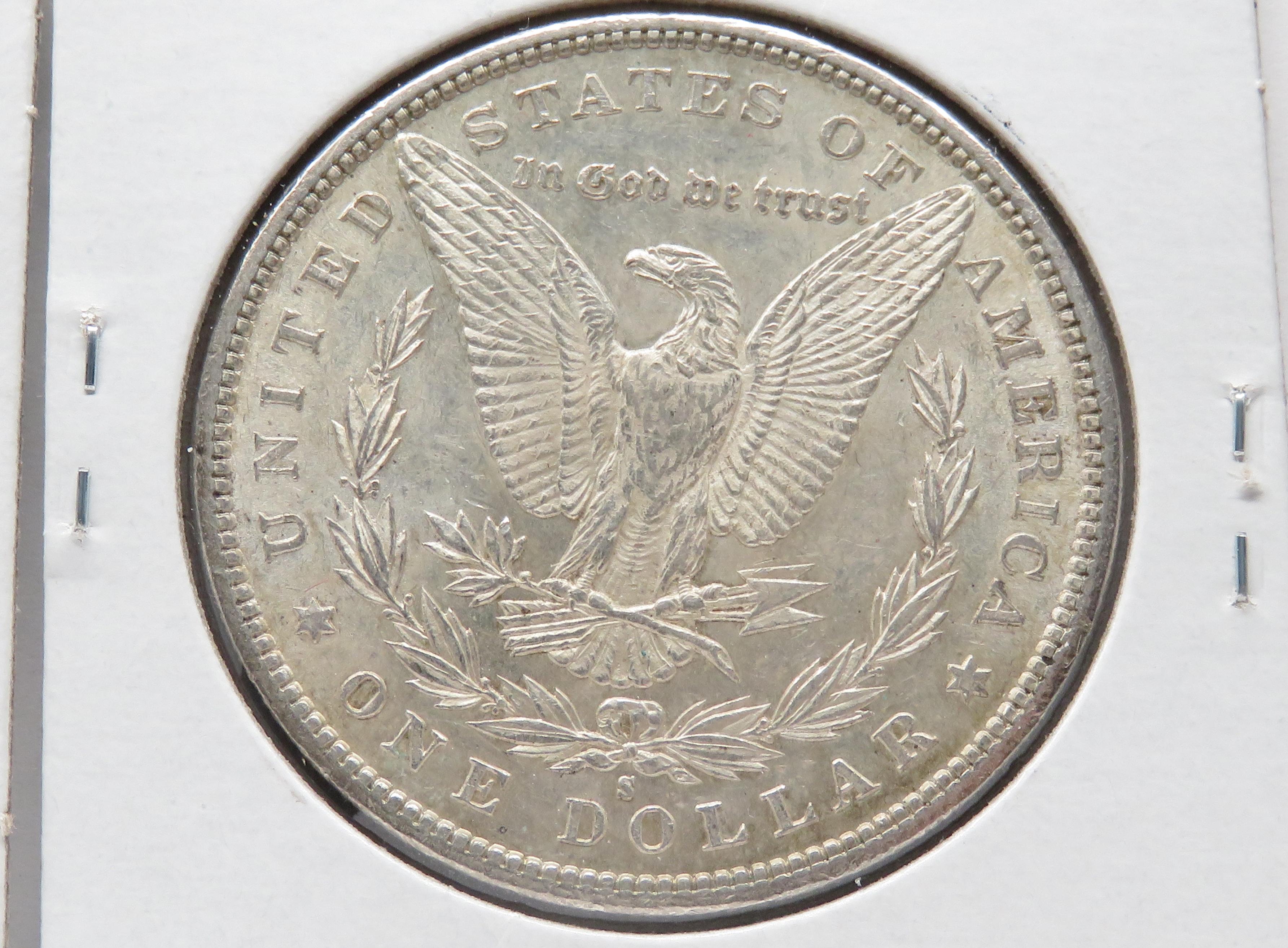 3 Morgan $: 1887-O VF altered surface, 1887S AU, 1888 CH EF ?tone spots