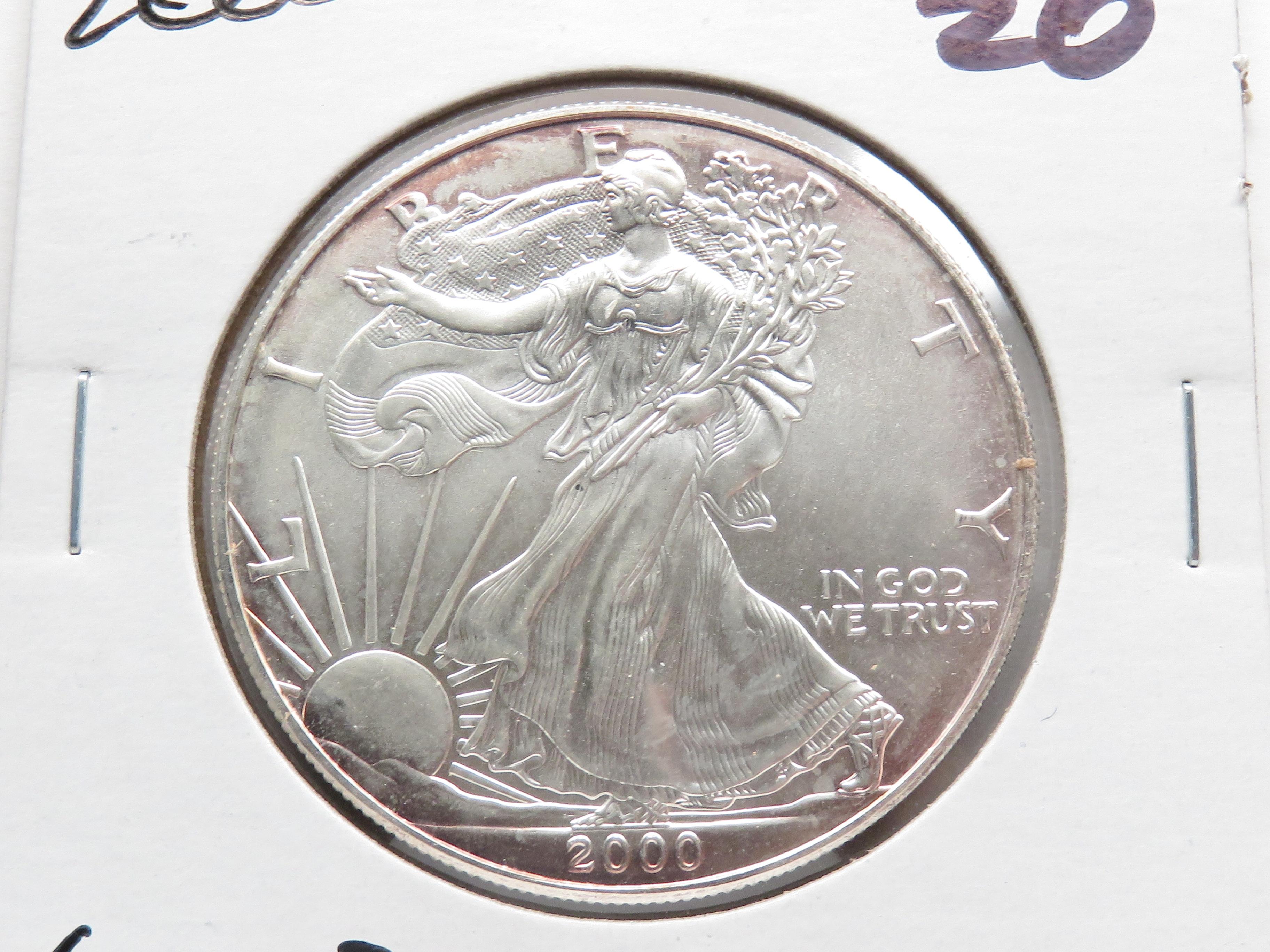 2000 AMERICAN SILVER EAGLE Gem BU 1 Ounce .999 Fine Silver