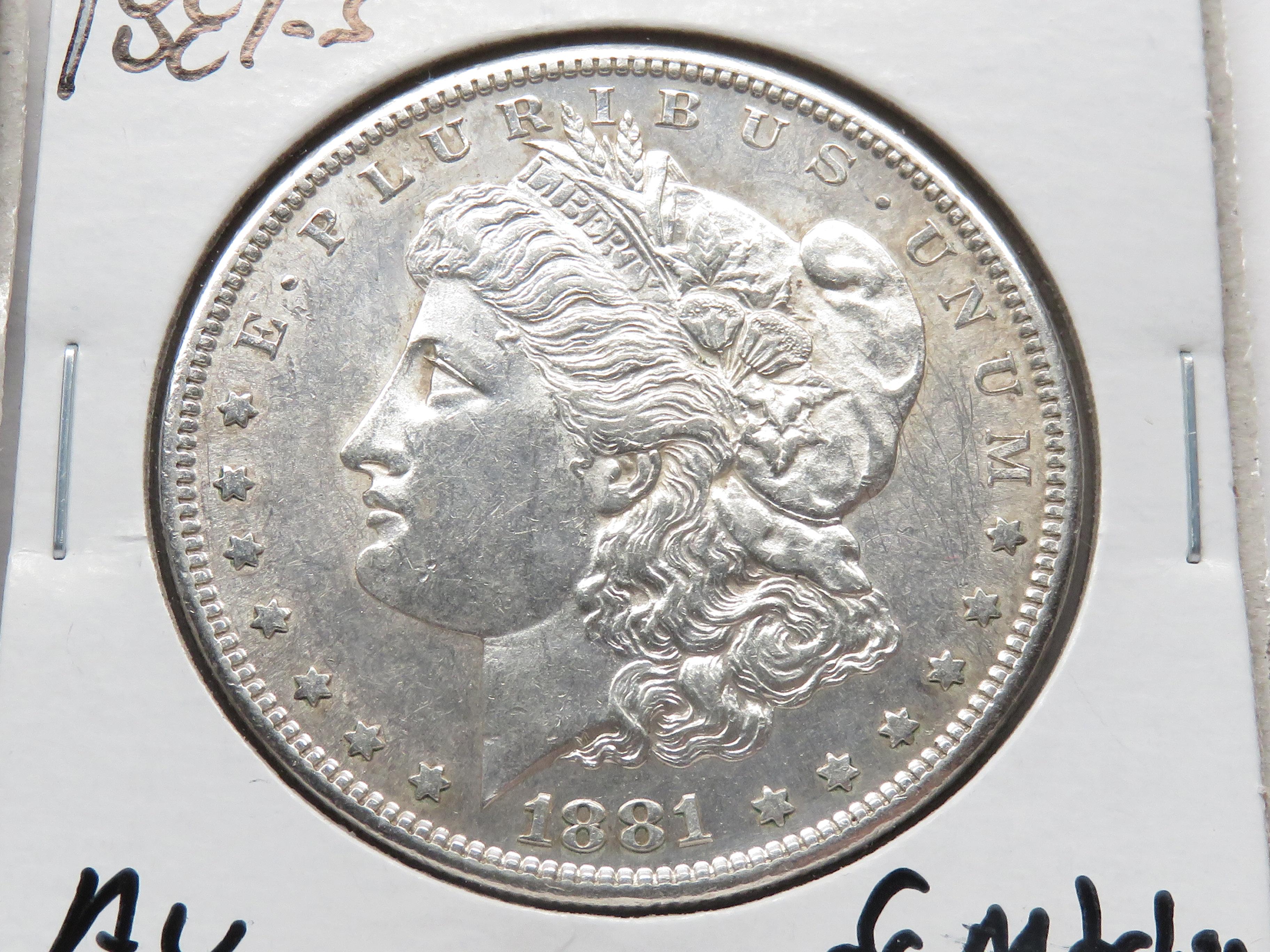 2 Morgan $: 1881-O CH EF, 1881S AU scrs