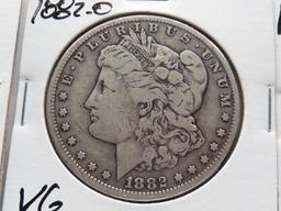 3 Morgan $: 1881 VG, 1882-O VG, 1883 F details problems