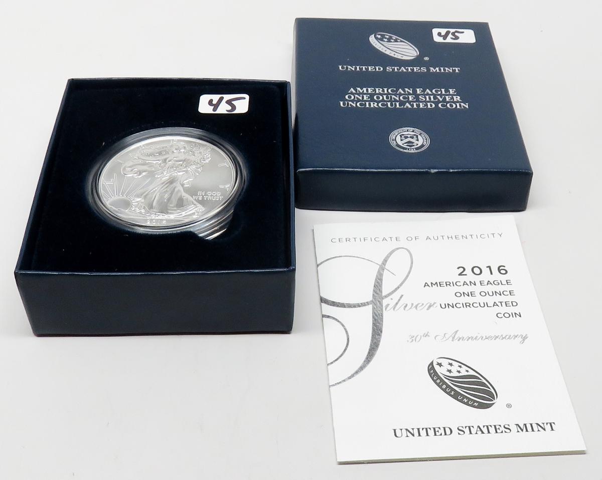 American Silver Eagle $ 2016 CH BU (Box/COA)