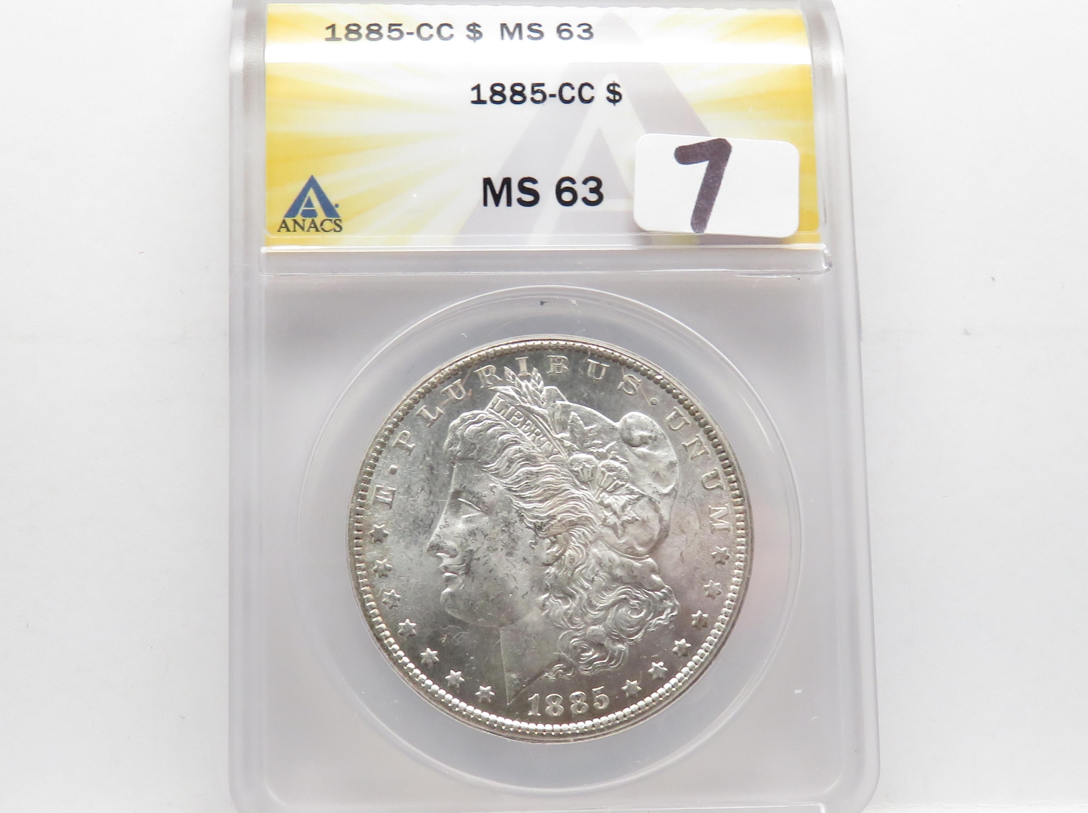 Morgan $ 1885CC ANACS MS63, better date