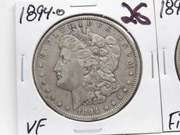 2 Morgan $: 1894-O VF better date, 1896S Fine