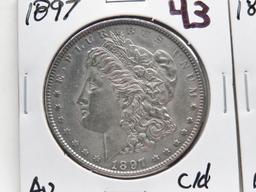 2 Morgan $: 1897 AU cleaned, 1897S EF few problems