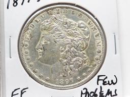 2 Morgan $: 1897 AU cleaned, 1897S EF few problems