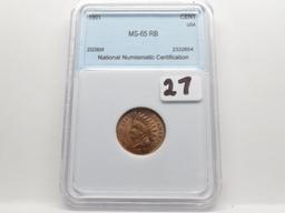 Indian Cent 1901 NNC MS65 RB