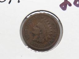 5 Indian Cents: 1874 G, 1875 G, 1876 VG ?lamination, 1876 AG, 1878 corroded