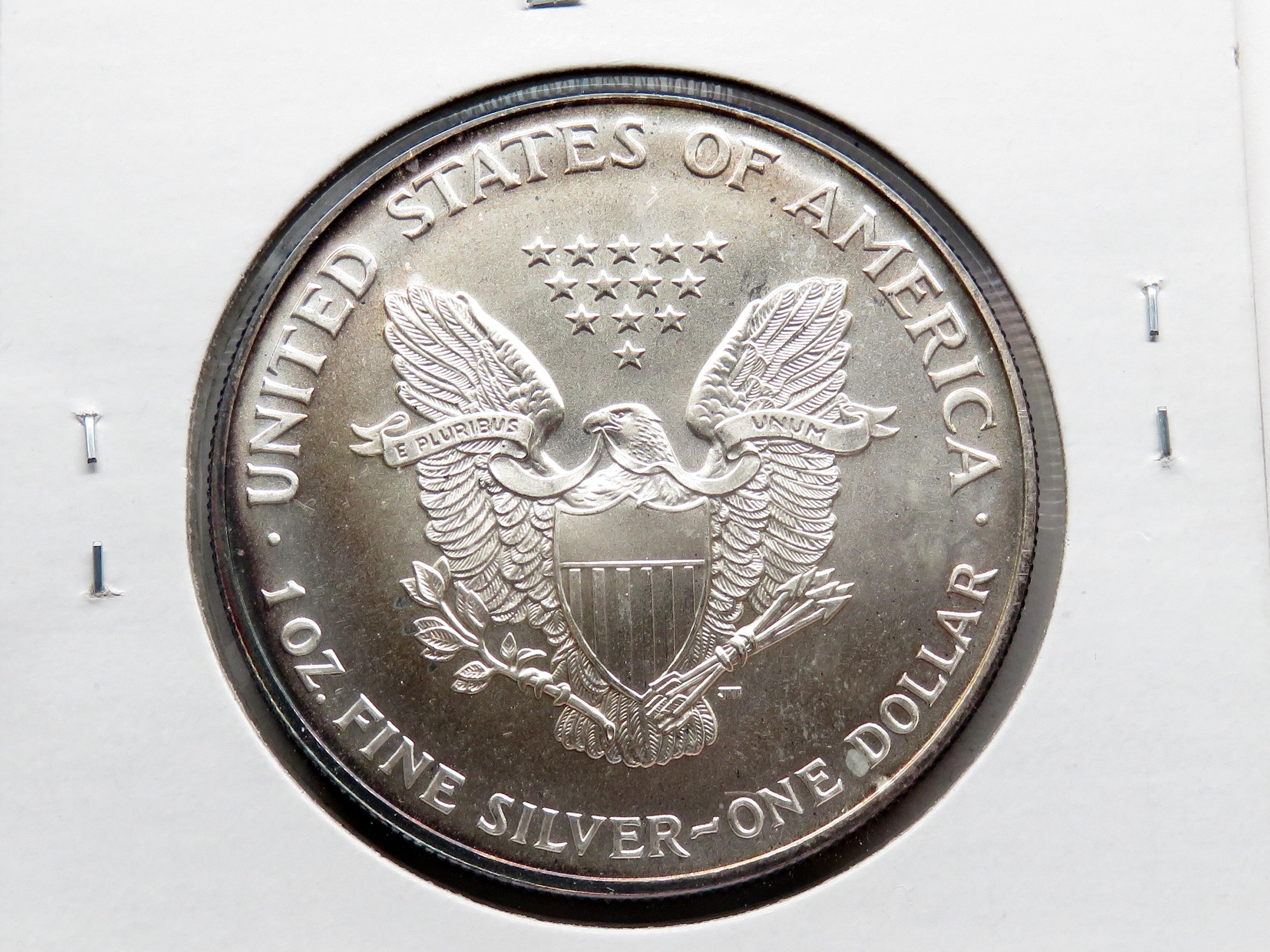 Silver American Eagle 1995 Gem BU album toning