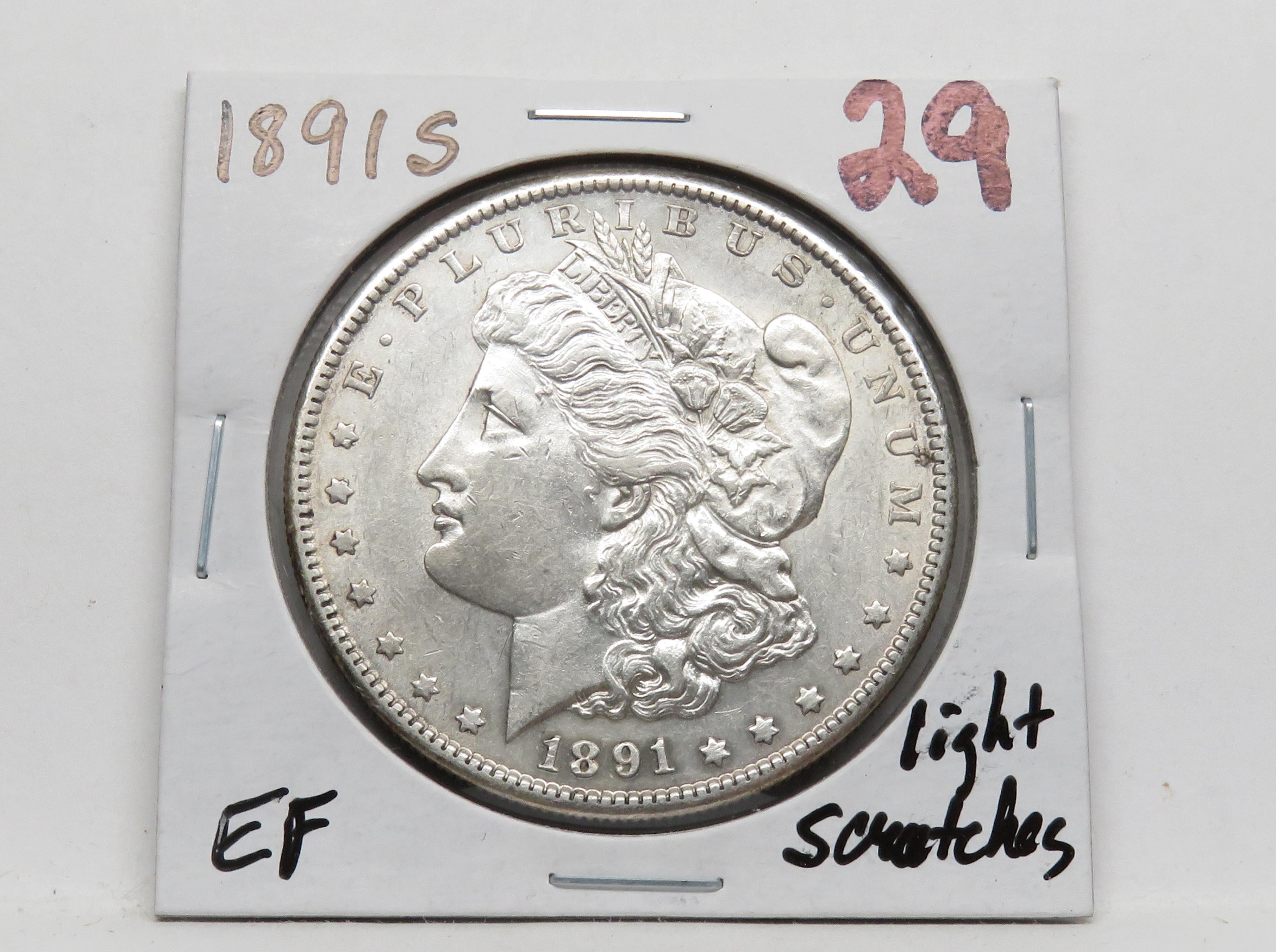 Morgan $ 1891S EF light scratches