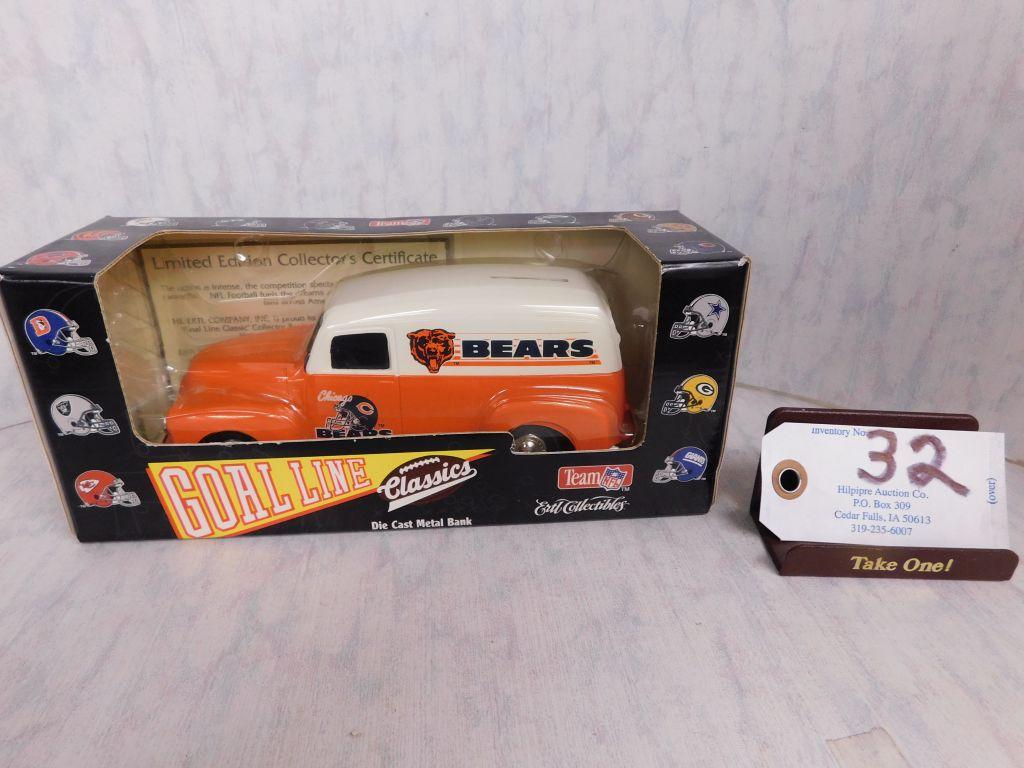 Ertl Die Cast Metal Bank: 1995 Chicago Bears Limited Edition.