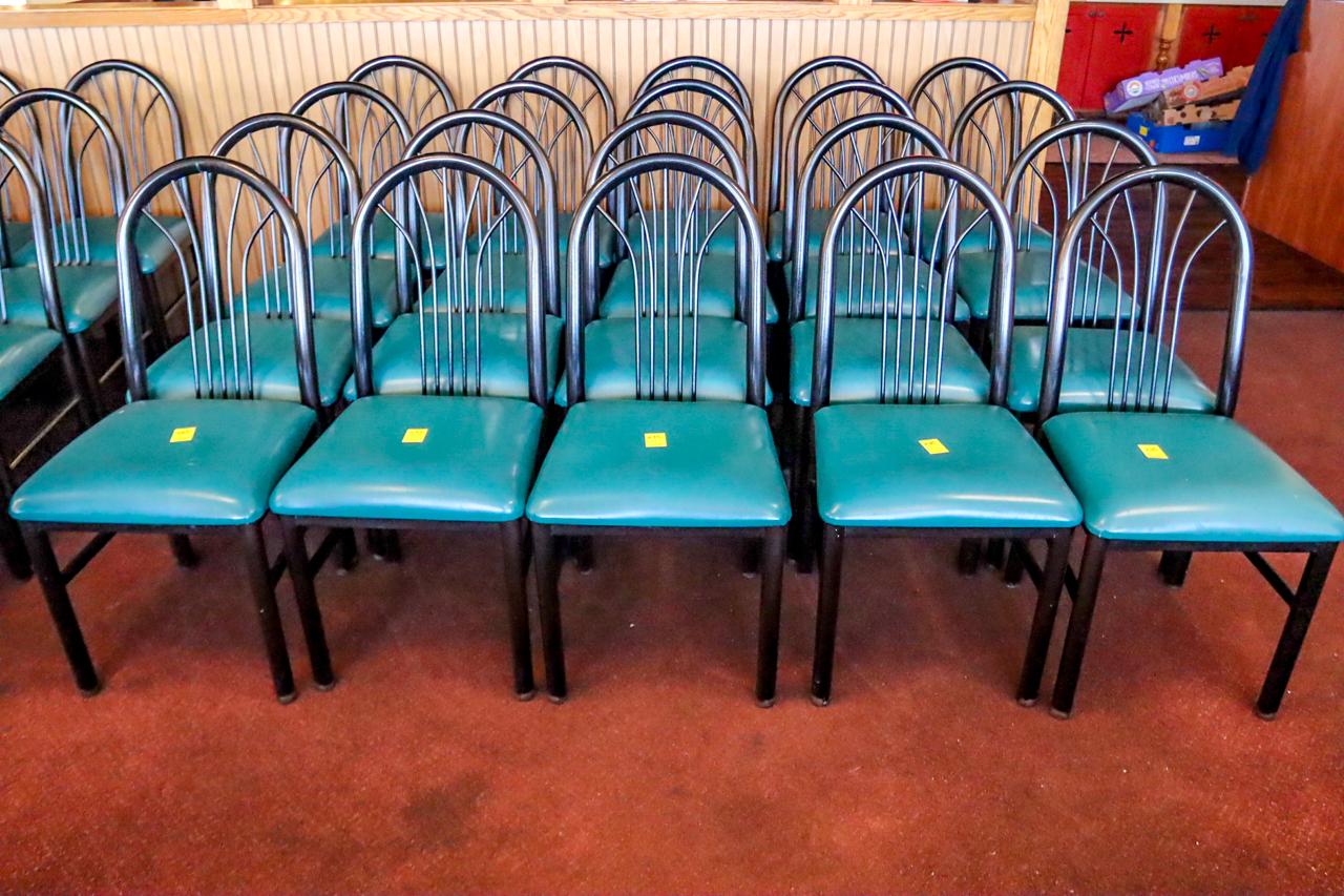 (20) Black Dining Chairs w/vinyl seats, Various Conditions, Preview for Condition