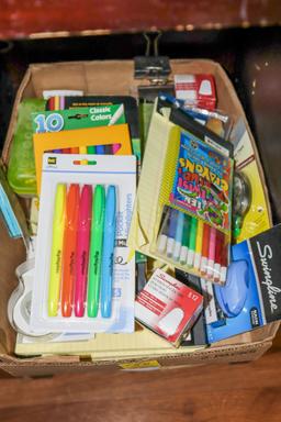 Large assortment of office supplies and x-acto tool