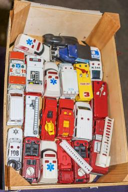 Box of Firetrucks Police and First Responder toys