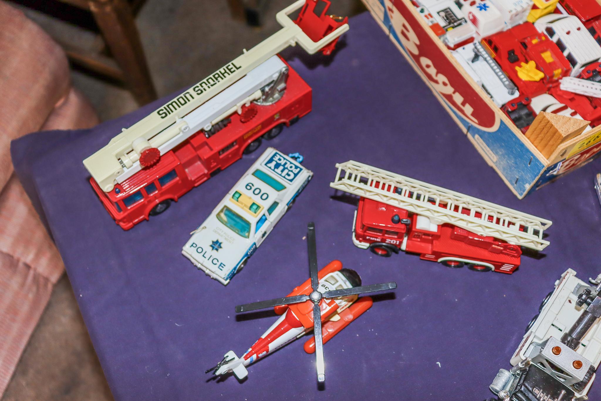 Box of Firetrucks Police and First Responder toys