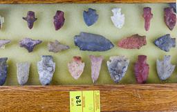 Native American Indian - Frame Of 30 Arrowheads