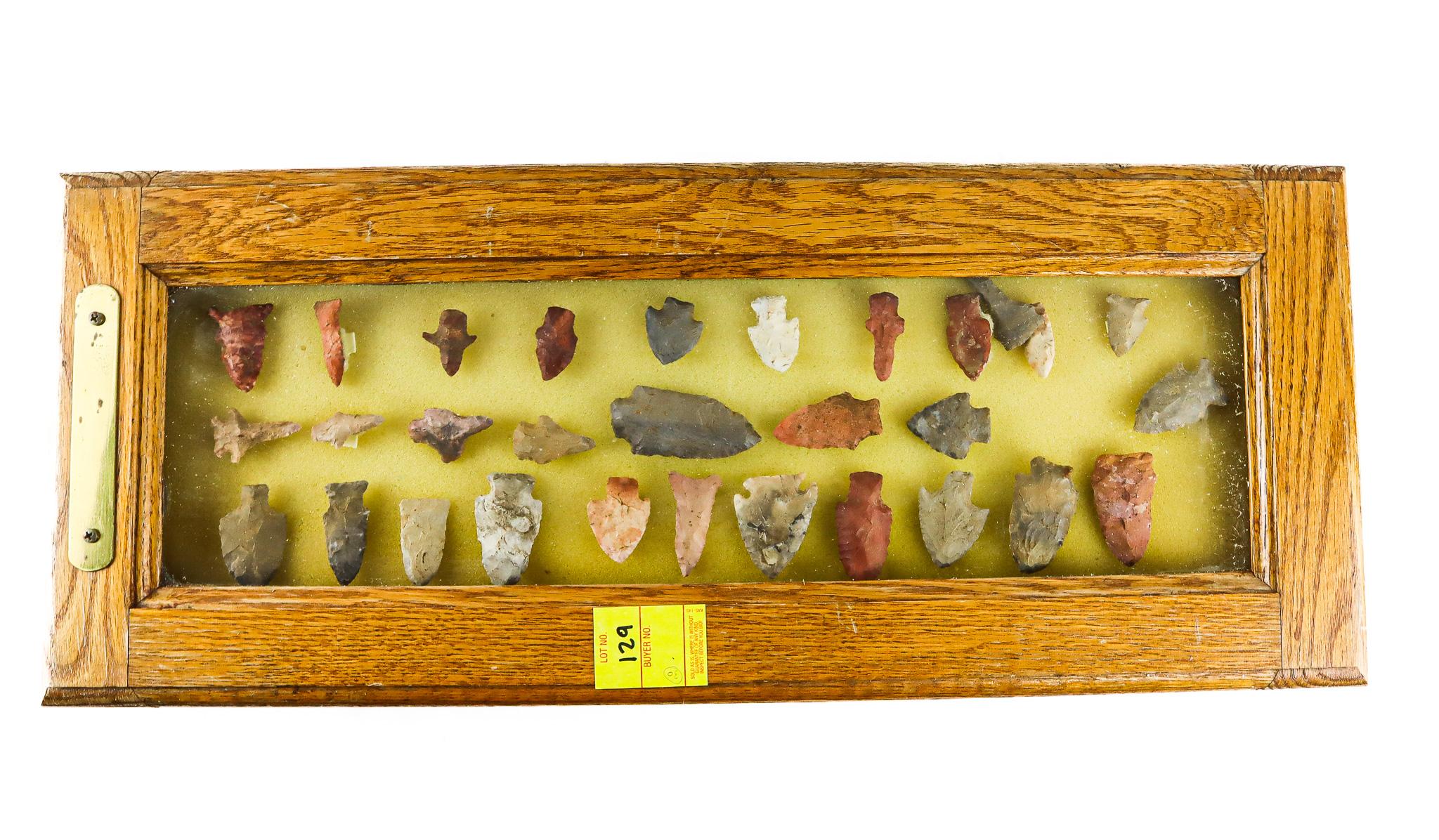 Native American Indian - Frame Of 30 Arrowheads