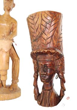 (3) Wood Carved Statues