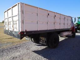 1982 FORD F700 GRAIN TRUCK, V-8, GAS, 5/2 SPD., 18' STEEL B & H, 42" SIDES,