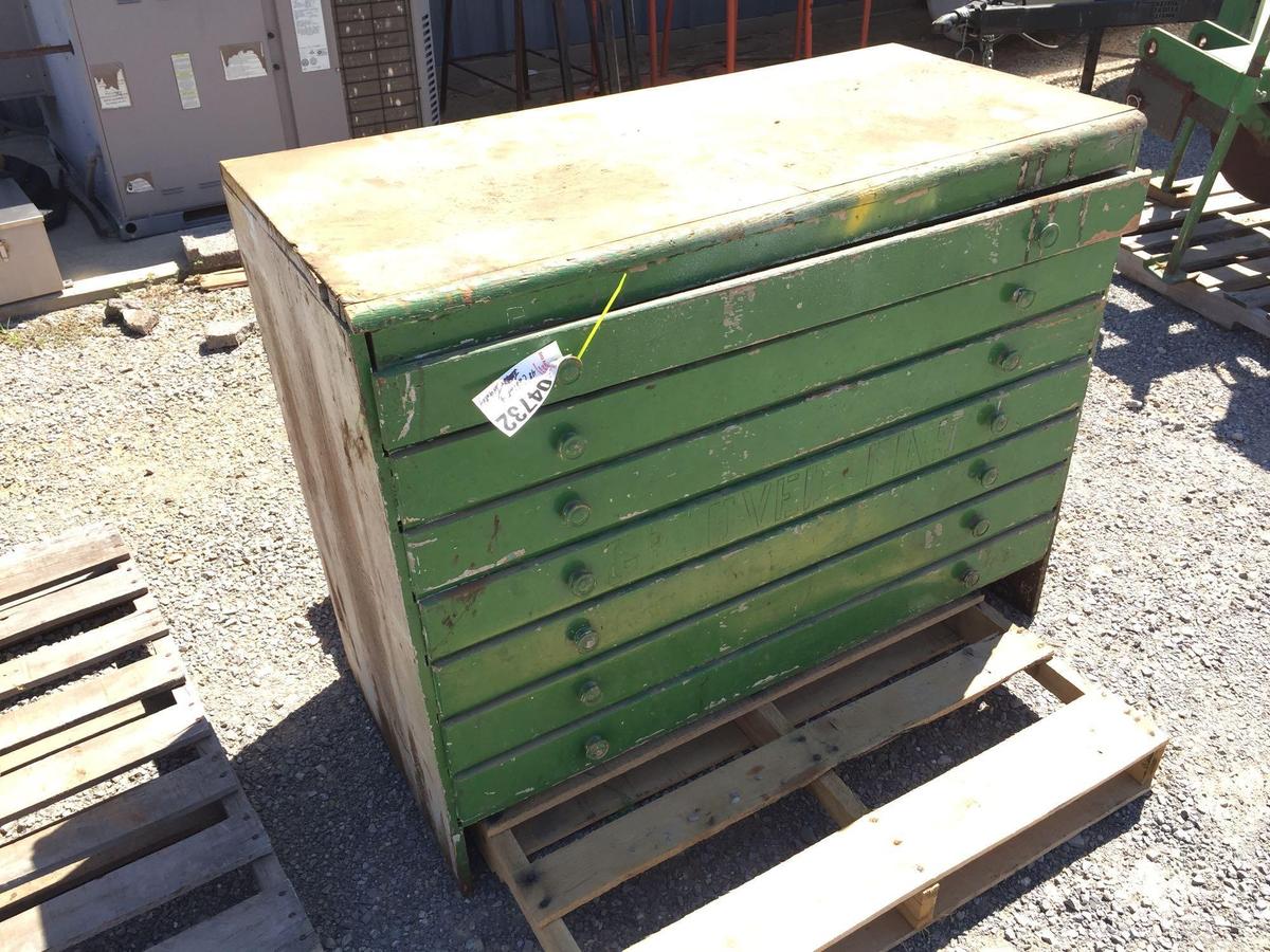 48" CABINET W/PARTS INVENTORY, ROLL PINS, BOLTS,